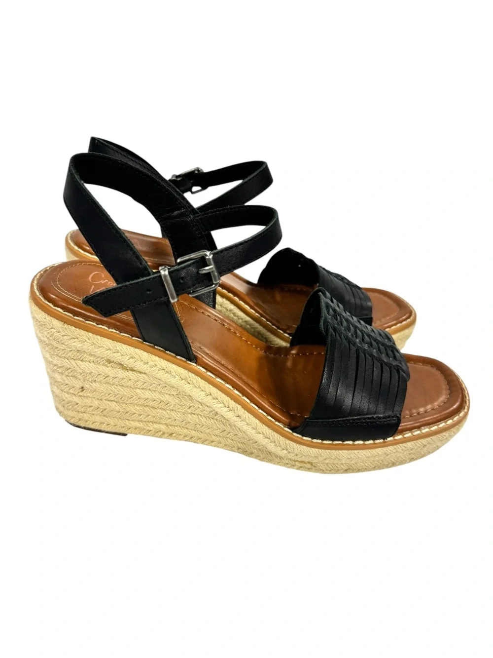 Crown Vintage Womens Hendra Leather Espadrille Wedge Sandals